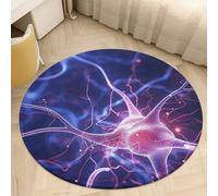Blue Nerve Cell Round Area Rug - Non-Slip Circle Doormat for Entryway, Washable Low-Profile Throw Rugs for Living Room, Bedroom, Office, Kitchen, Stain Resistant Floor Mat 60 * 60cm
