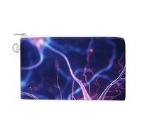 Blue Nerve Cell Wallet for Men Women Canvas Coin Purse Zippered Change Holder with Secure Closure