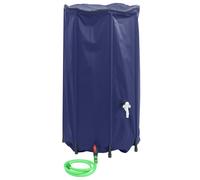 vidaXL 380L Blue PVC Foldable Water Tank with Tap and Mesh Lid for Garden Irrigation and Outdoor Activities, Durable Rainwater Collection Container