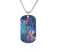 Blue Night Musicians Park Fashion Memorial Necklaces Printed Titanium Steel Pendant Jewelry Novelty Picture Necklace Dog Tags for Men Women