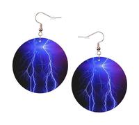 Blue Night Sky. Printed Faux Leather Earrings Set For Women, 1 Pair Lightweight Dangle Drop Pierced Earrings Jewelry Gifts For Women