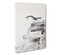 Blue Nightingale Bird by Ohara Koson Canvas Print | Gallery Wrapped 30mm Frame Wall Art | 30x20 inches | Ready to Hang | Modern Animals Picture | Living Room Bedroom Lounge Office