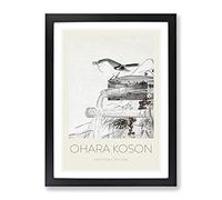 Blue Nightingale Bird By Ohara Koson Exhibition Museum Asian Japanese Framed Wall Art Print, Ready to Hang Picture for Living Room Bedroom Home Office Décor, Black A2 (64 x 46 cm)