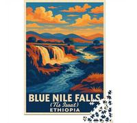 Blue Nile Falls, Ethiopia Travel Poster Jigsaw Puzzle, 1000 Piece