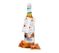 Blue Nile Foods Recipe Card with Sugar Free Caramel Syrup for Coffee, Cocktails, and Desserts | Rich and Buttery Sugar Free Caramel Monin Coffee Syrup and Recipe Card | 1L Premium Cocktail Bottle