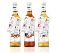 Blue Nile Recipe Card - Coffee Syrup Bundle with Vanilla, Hazelnut & Caramel, 1L Bottles for Coffee, Lattes & Iced Drinks - Keto-Friendly, Low-Calorie