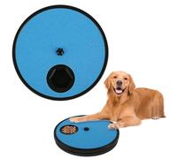 Blue Non-Slip Rotating Round Dog Slow Feeder with 6 Snack Compartments and Removable Nail Scratch Pad