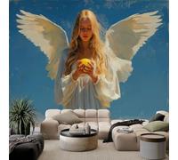 Blue Non-Woven Photo Wallpaper, Realistic Elegant Animals Angels Premium Mural Wallpaper - Wall Mural for Bedroom Living Room Decoration Poster 59 x 41 inch (W x H)