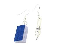 Blue Notebook and Ink Pen Earrings - Mixed Up Dolly
