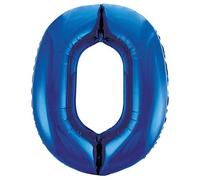 Unique Foil Balloon - Number 0, Blue, Large (86 cm) - 1 Piece