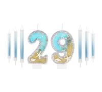 Blue Number 29 Birthday Candle, Blue 29th Birthday Cake Decorations for Boys Girls 29th Birthday Party, Blue Silver Candles Cake Topper for Men Women Birthday Party Decorations Wedding Supplies