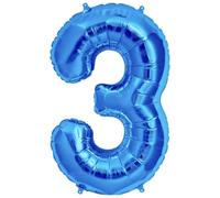 Blue Number 3 - Large Helium Foil Balloon - Birthday Party Wedding Anniversary Decoration - 101cm