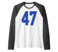 Blue Number 47 Jersey Big #47 Uniform Favorite Player Raglan Baseball Tee