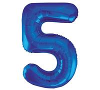 Unique Foil Balloon - Number 5 Shaped - Blue - Large (86 cm) - 1 Piece