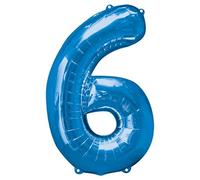 Unique Party Giant Number 6 Balloon, Blue, 86cm