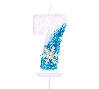Blue Number 7 Candles for Birthday Cake, Snowflake Frozen 7th Birthday Candles 7 Birthday Candles 7th Candles for Cake, 7th Birthday Cake Candles Cake Toppers for 7 Year Old Girls Frozen Blue