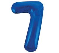 Blue Number 7 Shaped Large Foil Balloon (86cm) 1 Piece - Perfect for Birthday Parties and Special Events