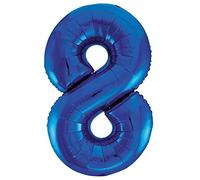 Blue Number 8 Shaped Large Foil Balloon (86cm) 1 Piece - Perfect for Birthday Parties and Special Events