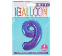 Blue Number 9 Shaped Large Foil Balloon (86cm) 1 Piece - Perfect for Birthday Parties and Special Events