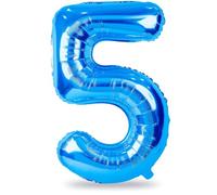 Blue Number Balloon, 40inch Large Number 5 Foil Mylar Helium Balloon, Self Inflating Number Balloons 0-9 for Men Boys 5th 50th 25th Birthday Anniversary Party Celebration Decoration Supplies