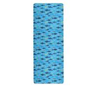 Blue Ocean Cartoon Shark Fish Silhouettes hot yoga mat for women printed, non slip, hot yoga mat towel non slip grip with carrying bag tapete para ejercicio 71x26 inches