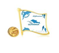 Blue Ocean Dolphin Biology Golden Metal Flag Lapel Pin Badge