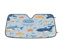 Blue Ocean Fish Car Windshield Sun Shade,Cars Shade Front Windshield,Blocks UV Ray to Keep Your Vehicle CoolSun Visor Protector for Fits Car Truck SUV (55"x27.5")