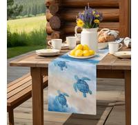 Blue Ocean Gradient Weaves Table Runner 36 Inches Long,Table Runners Kitchen Dining Tables Decoration for Home Party Decor, Summer Beach Sea Turtle Tables Runner for Home Party Wedding Dresser Scarf