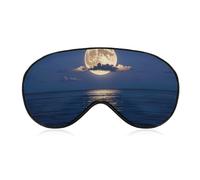 Blue Ocean Moon Sleep Mask Light Block-Out Eye Mask for Side Sleeper Pressure-Free Soft Night Blindfold with Adjustable Strap Breathable Sleep Eye Cover for Travel