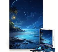 Blue Ocean Night Sky Jigsaw Puzzles for Adults 1000 Piece Reasoning Practice Leisure Activity Premium Edges Warm Xmas Gift (38X26CM)
