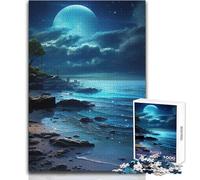 Blue Ocean Night Sky Jigsaws 1000 Pieces for Teenagers Strategic Thinking Learning Game Ideal Meaningful Gift for Any Event Size 38x26cm