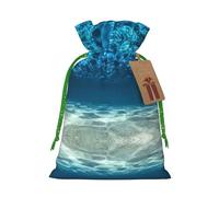 Blue Ocean Sea Print Reusable Gift Bags,Drawstring Gift Bags For Jewelry And Gifts,For Festive Occasions