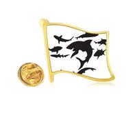 blue ocean Shark biology Golden Metal Flag Lapel Pin Badge