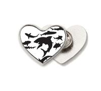 blue ocean Shark biology Heart Metal Pin Brooch Clip Love