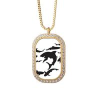 blue ocean Shark biology Necklace Pendant Diamond Crystal Golden Jewelry