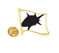 blue ocean Shark biology pattern Golden Metal Flag Lapel Pin Badge