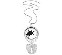 blue ocean Shark biology pattern Pendant Angel Wings Rotating Necklace Jewelry