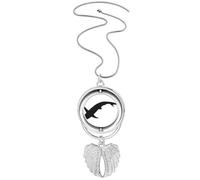 Blue Ocean Shark Fierce Animal Pendant Angel Wings Rotating Necklace Jewelry