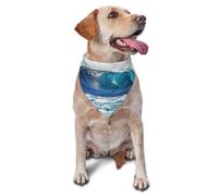 Blue Ocean Surfing Printed Graphic Pet Triangle Scarf For Dogs & Cats, Adjustable Cute Pet Bandana For & Photo Shoots