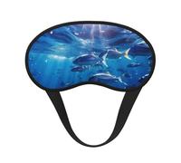 Blue Ocean Underwater Fish1 Print Black Out Eye Mask for Sleeping Airplane, Sleep Mask Polyester for Home and Travel
