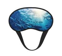 Blue Ocean Underwater Fish2 Print Black Out Eye Mask for Sleeping Airplane, Sleep Mask Polyester for Home and Travel