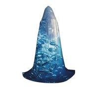 Blue Ocean Underwater Fish3 Print Hooded Robe Adult Wizard Robes Monk Priest Cloak Halloween Cosplay Knight Hood Cape, Black, S