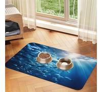 Blue Ocean Underwater Fish3 Print Pet Feeding Mat Dog Mat for Food and Water Bowl Dogs Water Dispenser Mat Dogs Accessories