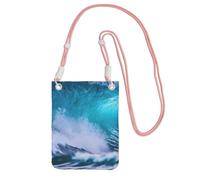 Blue Ocean Wave Print Crossbody Bag For Women, Shoulder Bag Purse, Travel Sport Mini Phone Bag, Phone Wallet, Pink, One Size