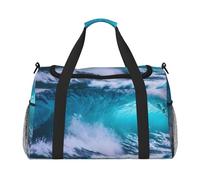 Blue Ocean Wave print Overnight Bags for Women and Men Shoulder Bag Carry On Bag for Traveling Travel Essentials, Black, One Size