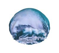 Blue Ocean Wave Shower Cap For Women, Reusable Shower Cap, Waterproof Bath Cap For Women Long Hair