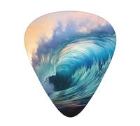 Blue Ocean Wave Wzywhj Prints Abs Guitar Picks 12 Piece, Easy Grip Uke Picks For Your Bass, Ukulele, Acoustic Or Electric Guitar