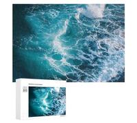 Blue Ocean Waves Wooden Jigsaw Puzzles for Adults Intelligent Games Home Decor Artwork for Home Office
