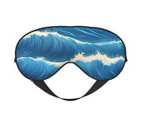 Blue Ocean Wavy Seascape Print Stylish Eye Mask Lightweight Travel Yoga Nap Meditation Camping Work Relaxation