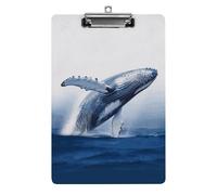 Blue Ocean Whale Clipboard Retractable Hanging Tab Clip Board Plastic Clipboard Nursing Clipboards Nurse, Doctor, Cute Design for Standard Size 12.5 X 8.5Inch
